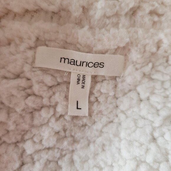 Maurices Plaid Sherpa Lined Open Front Vest, Women’s L, Wool Blend Flannel EUC - Picture 3 of 6